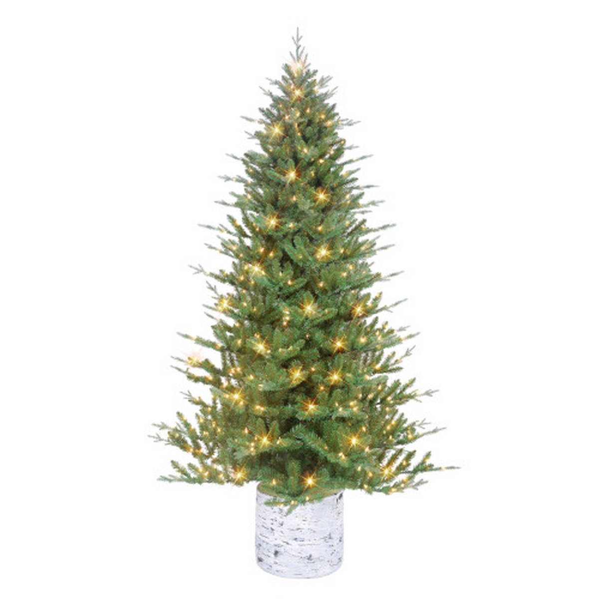 Pre-lit Potted Pine Medium Artificial Christmas Tree - 6.5 - Clear Lights