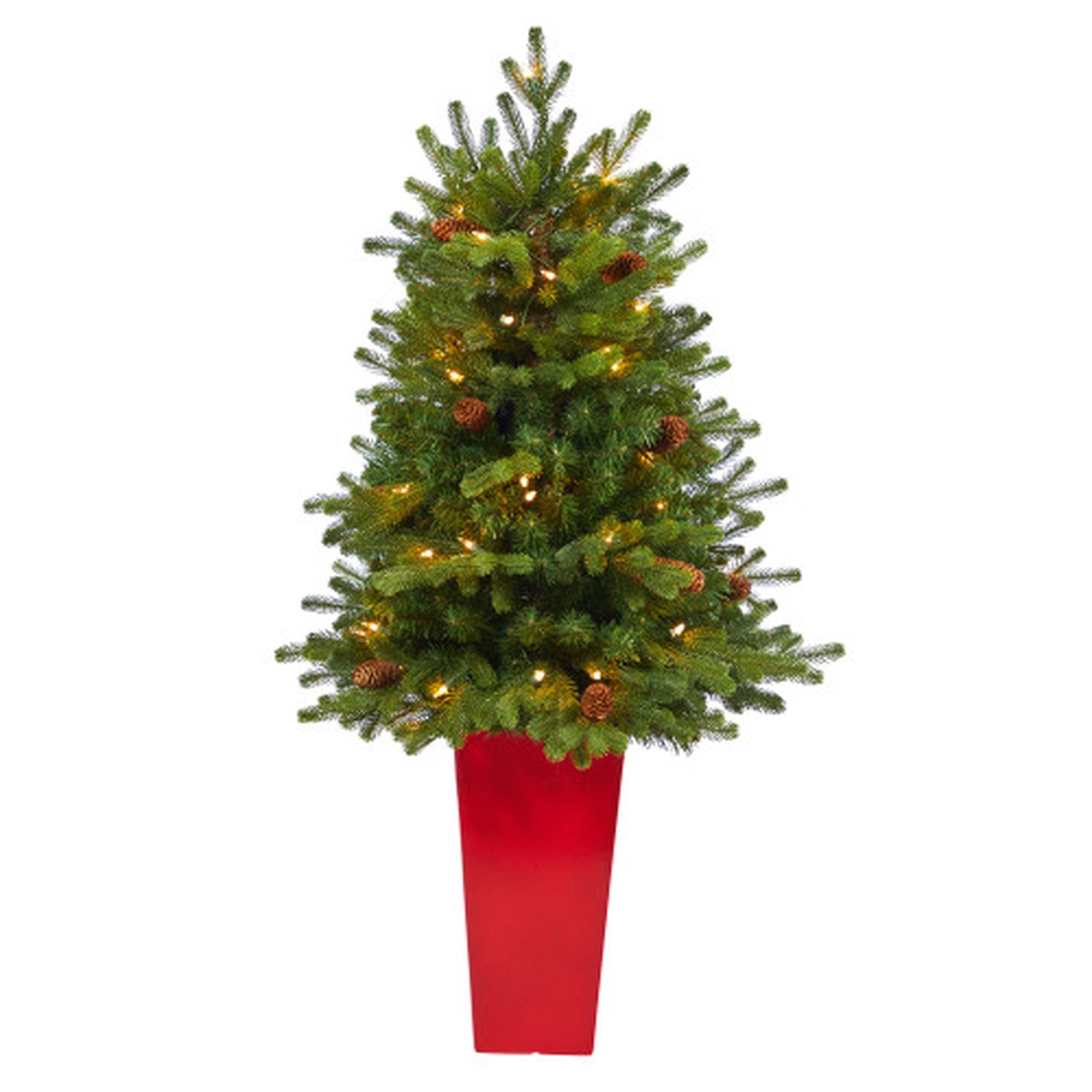 Pre-Lit Yukon Mountain Fir Artificial Potted Christmas Tree – 3.5′ – Clear Lights