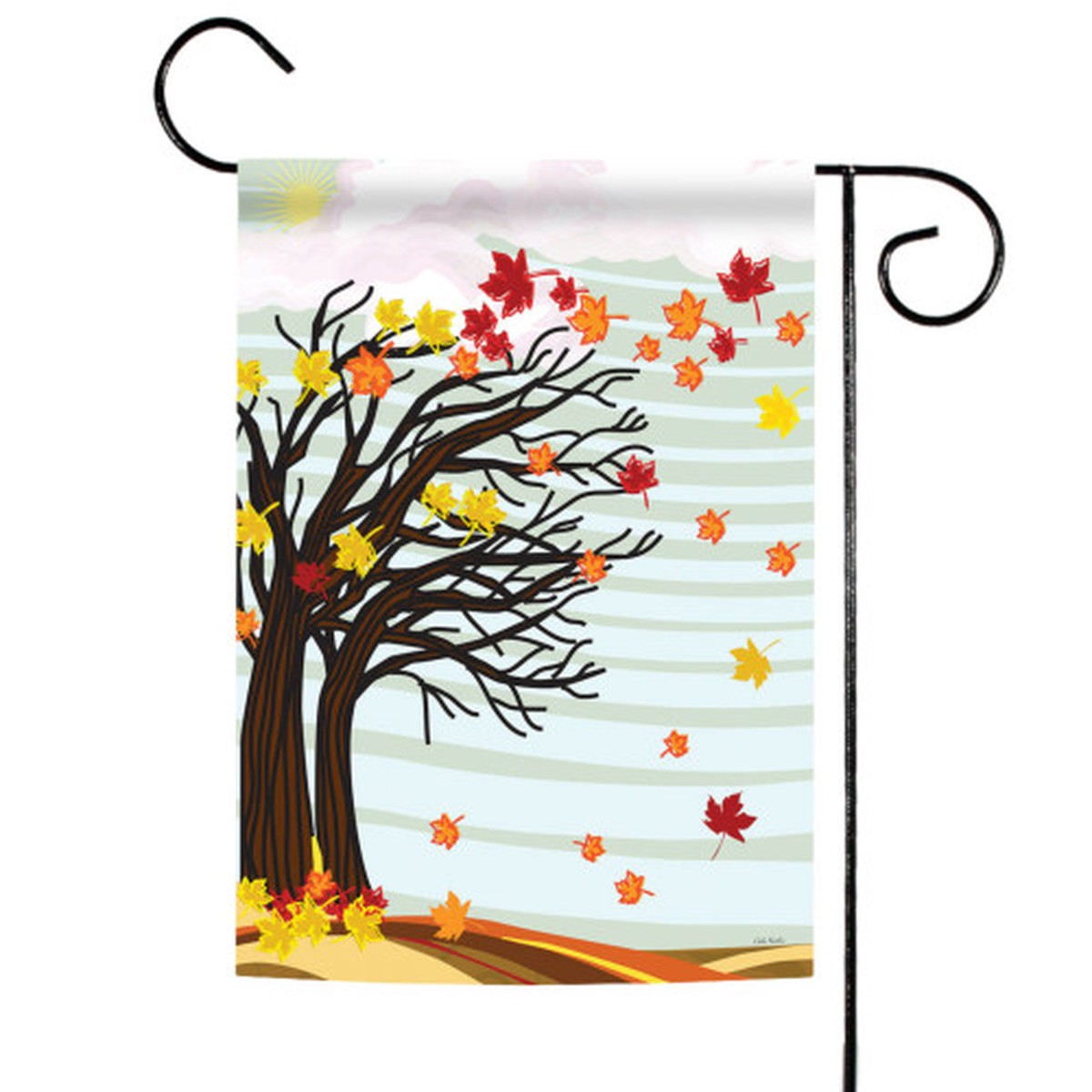 Yellow and Brown Autumn Winds Outdoor Rectangular Mini Garden Flag 18″ x 12.5″