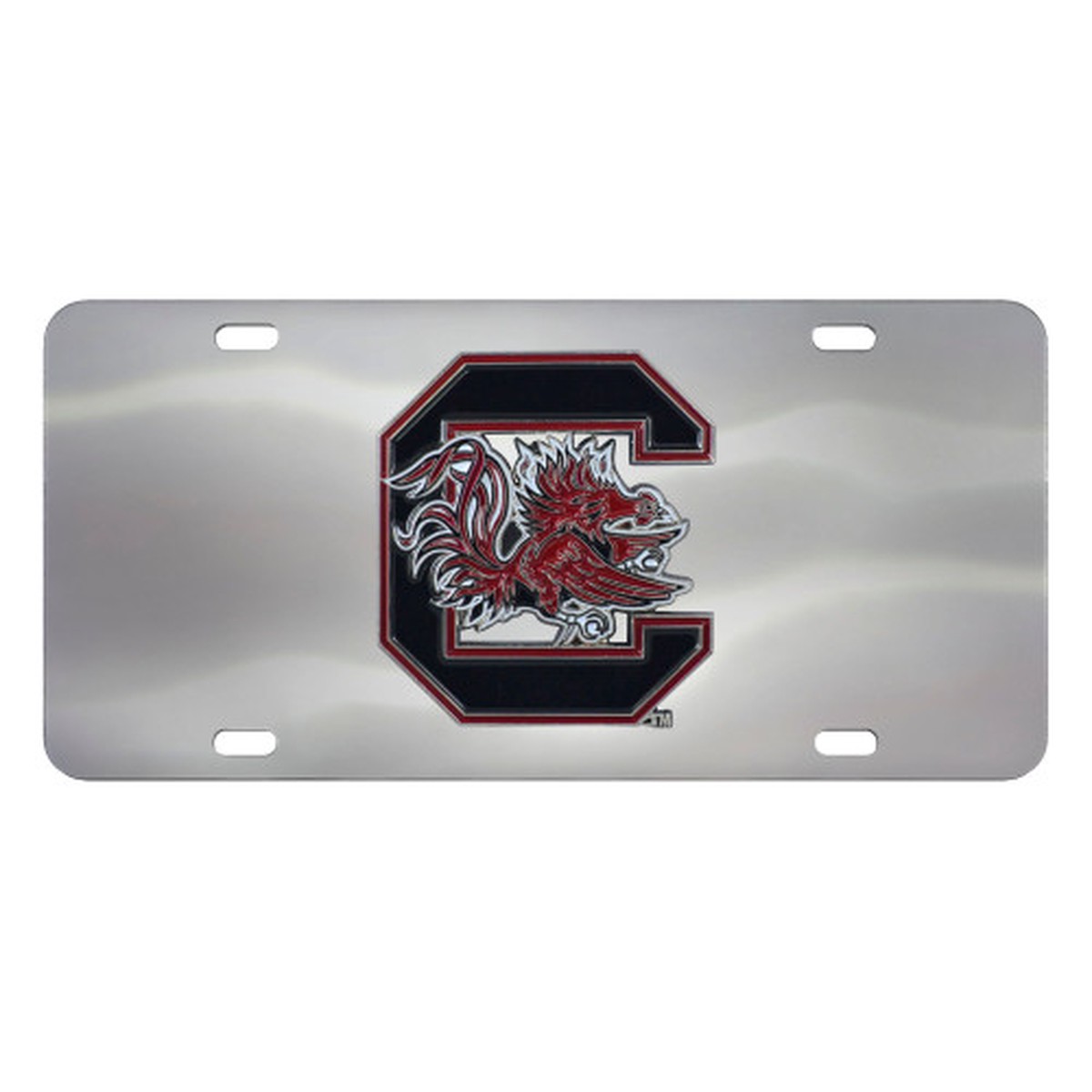 12″ Stainless Steel and Black NCAA South Carolina Gamecocks Rectangular License Plate