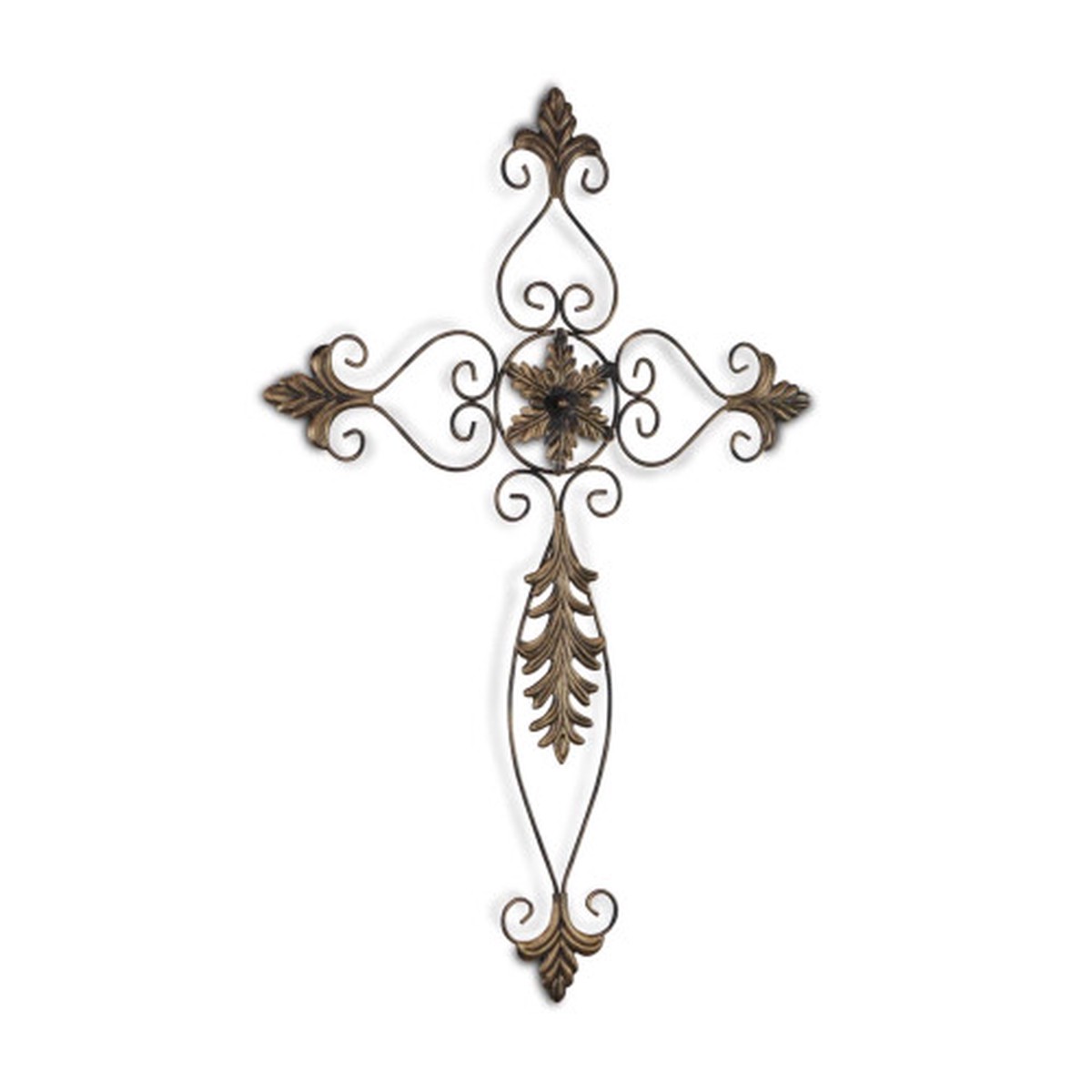 30″ Brown Handcrafted Metal Decorative Wall Cross