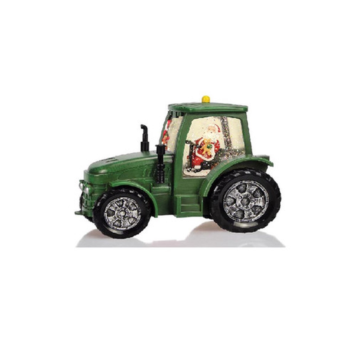 8.5″ Pre-Lit Santa in Tractor Christmas Glitter Snow Globe