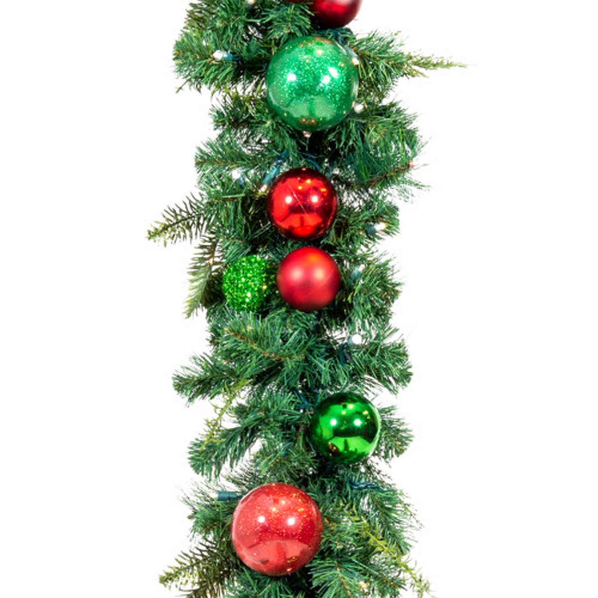 9' Battery Operated Green Cheer LED Artificial Christmas Garland - Warm Clear Lights