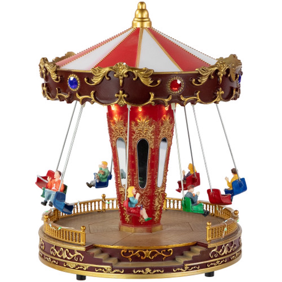 Animated and Musical Carnival Carousel LED Lighted Christmas Village Display – 10.75″