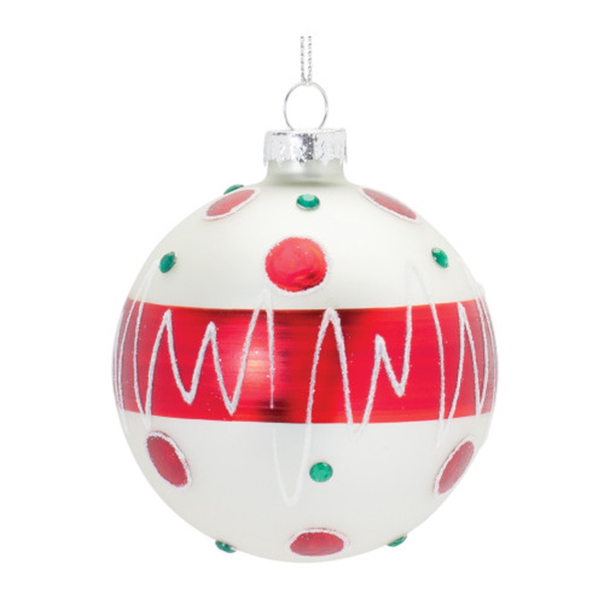 Glittered Glass Christmas Ball Ornaments - 3" (80mm) - Red and White - 12ct