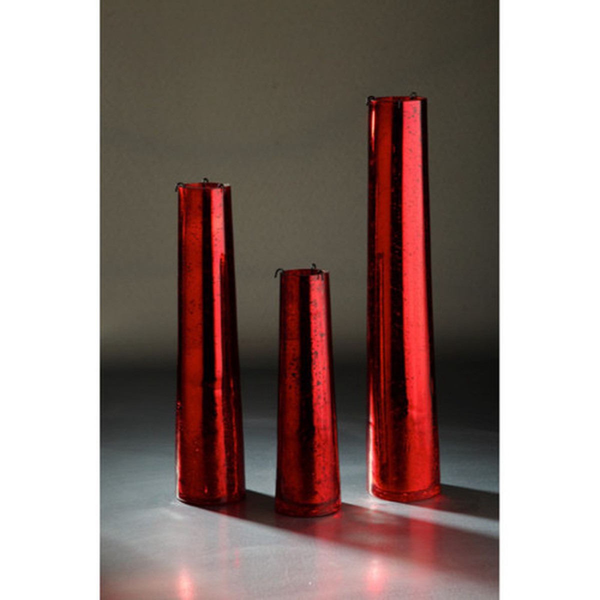 Shiny Christmas Tower Votive Candle holders 19.7″ – Red – Set of 3