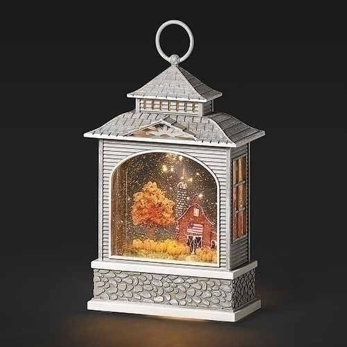 10.5″ LED Lighted Farm Christmas Snow Globe Lantern