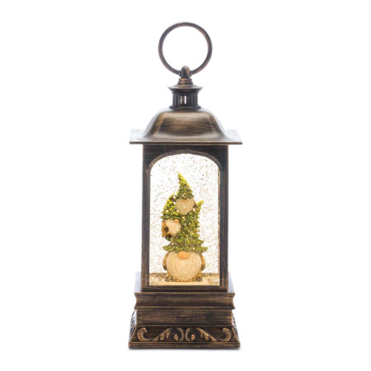 10.75″ LED Lighted Gnome Stack Christmas Snow Globe Lantern