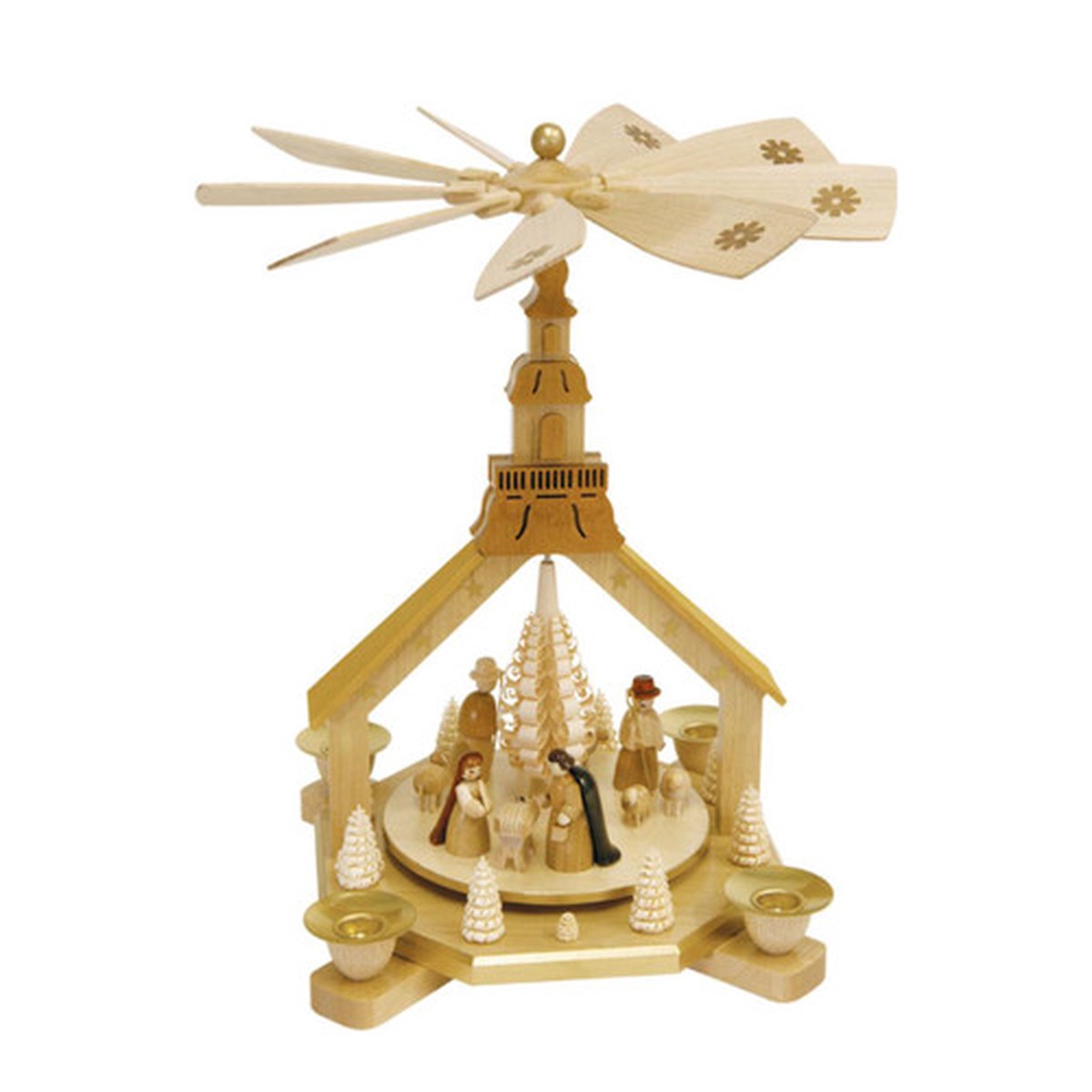 11.5″ Richard Glaesser Nativity Scene Christmas Candle Holder Pyramid