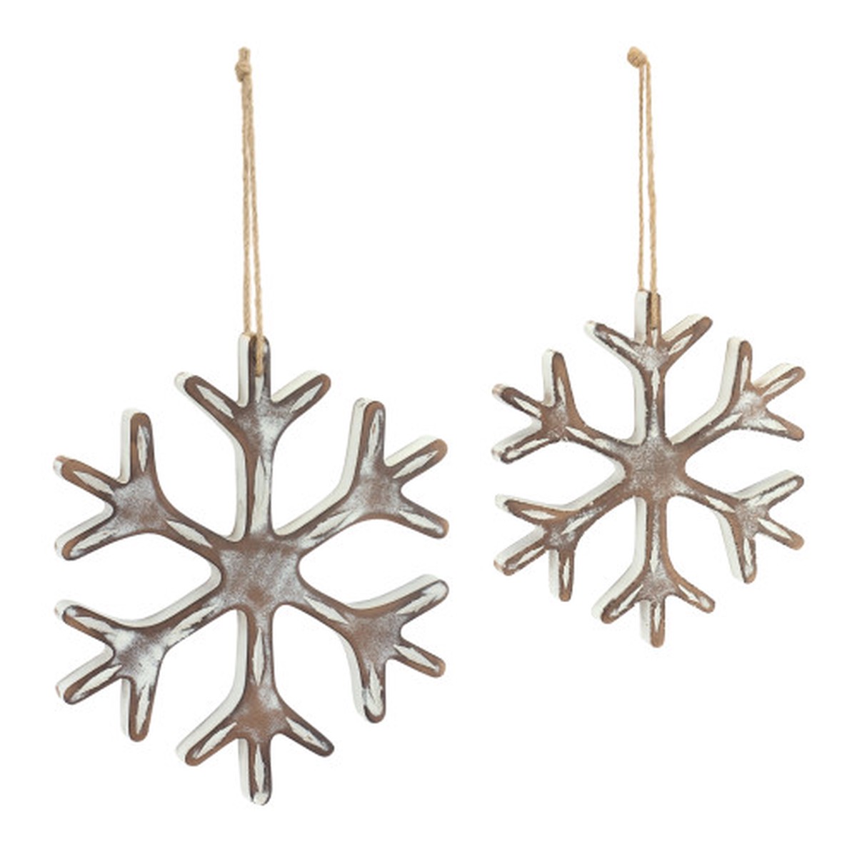 12ct Brown and White Rustic Snowflake Christmas Ornaments 9.25″