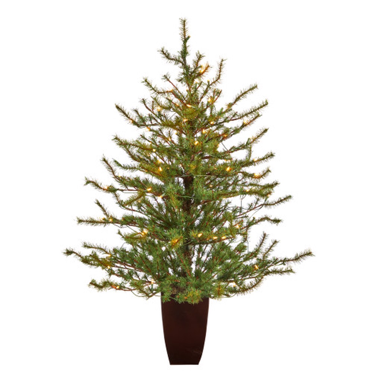 4.25′ Pre-Lit Vancouver Mountain Pine Artificial Christmas Potted Tree, Clear Lights