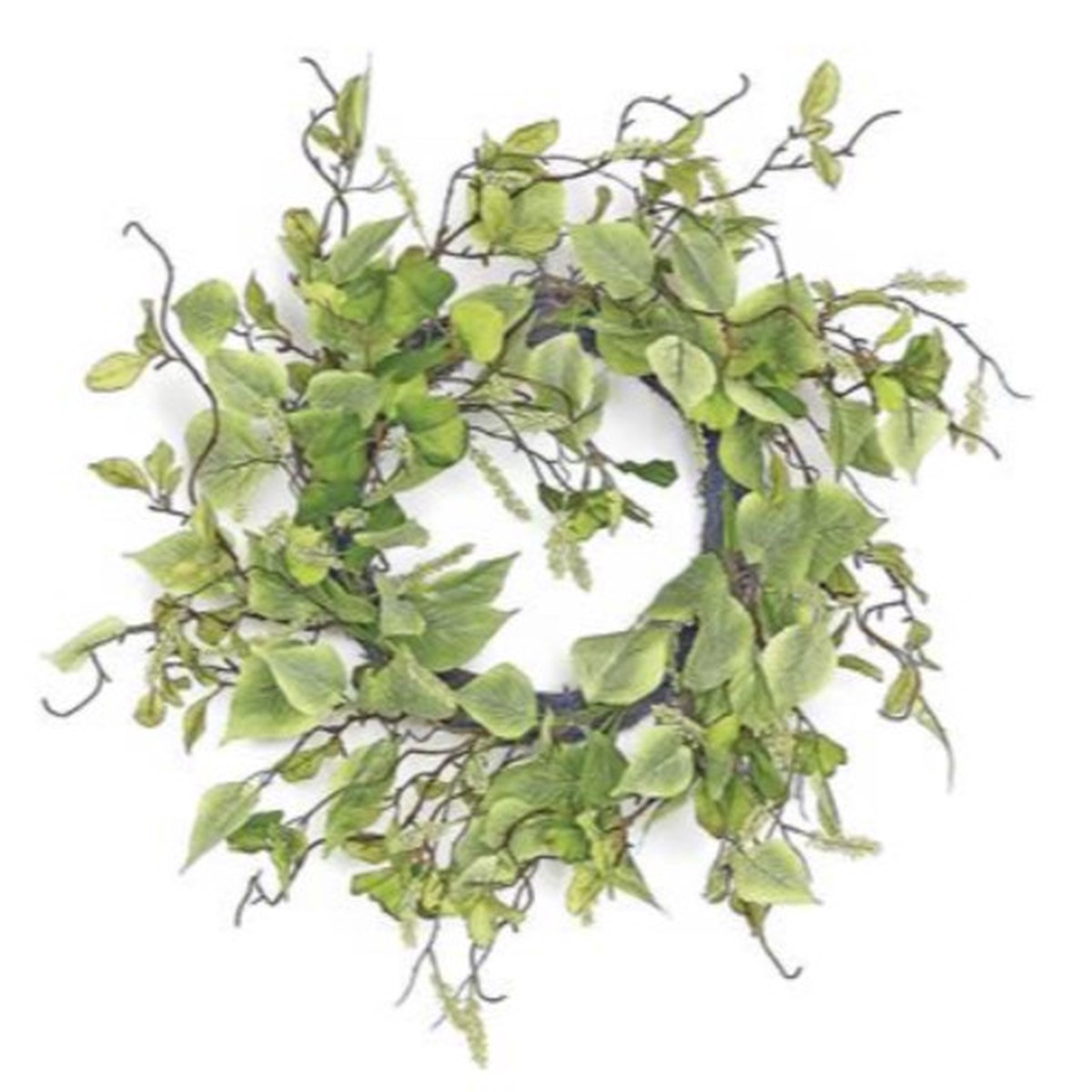 Elm Leaf with Tassel Seed Artificial Spring Floral Wreath, Green 24-Inch