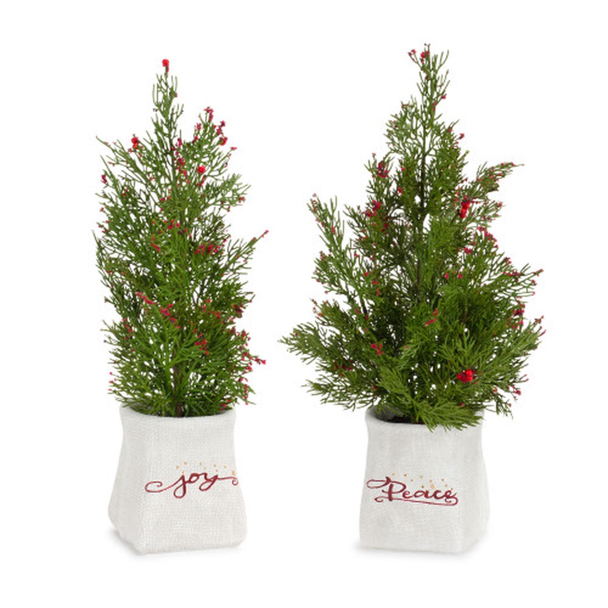 Potted “Joy” and “Peace” Pine Artificial Christmas Tree – 16.5″ – Unlit