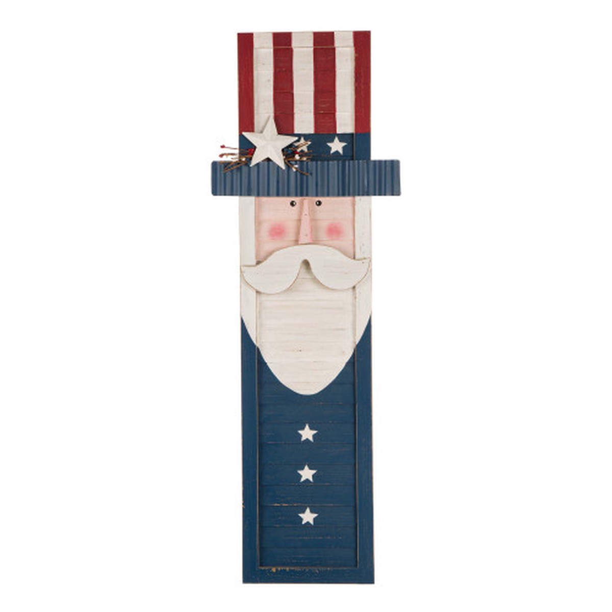 Wooden Patriotic Uncle Sam with Star Outdoor Porch Sign – 36″ Decoration
