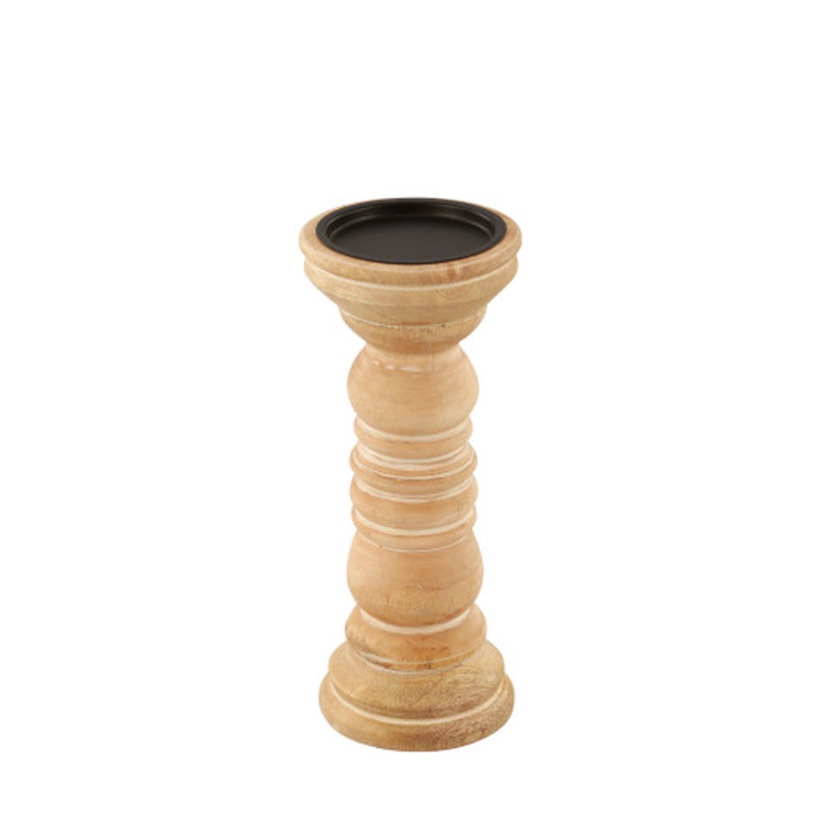 Wooden Pillar Candle Holder – 10″ – Brown