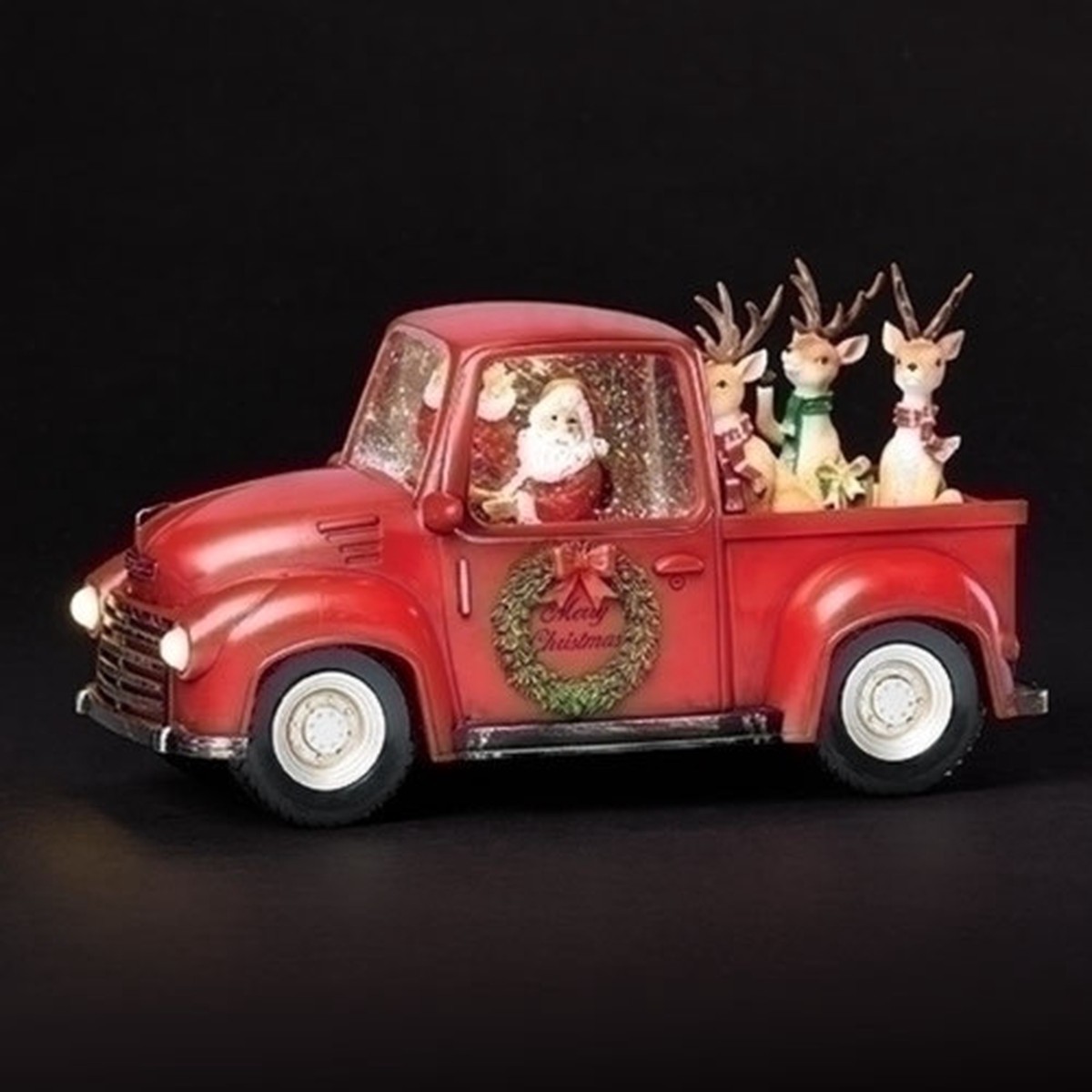 11.25″ LED Lighted Santa in Truck Christmas Snow Globe