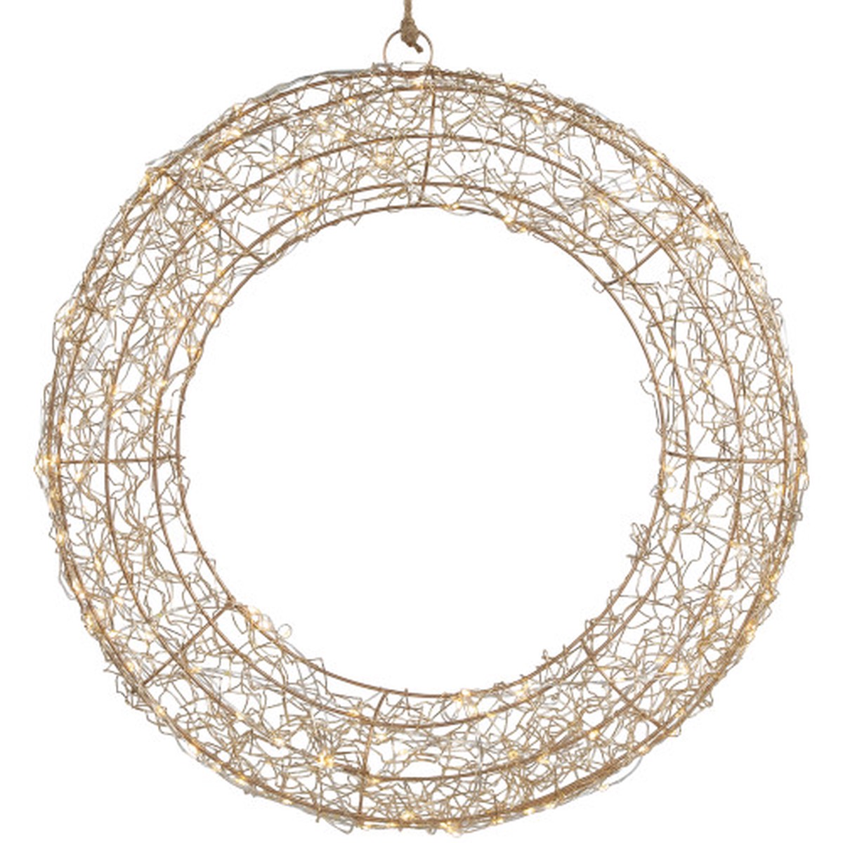 18″ LED Lighted Gold Wire Wreath Outdoor Christmas Decoration