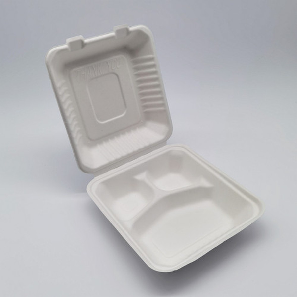 200-Count 3-Compartment Hinged White Take Out Containers – 9″