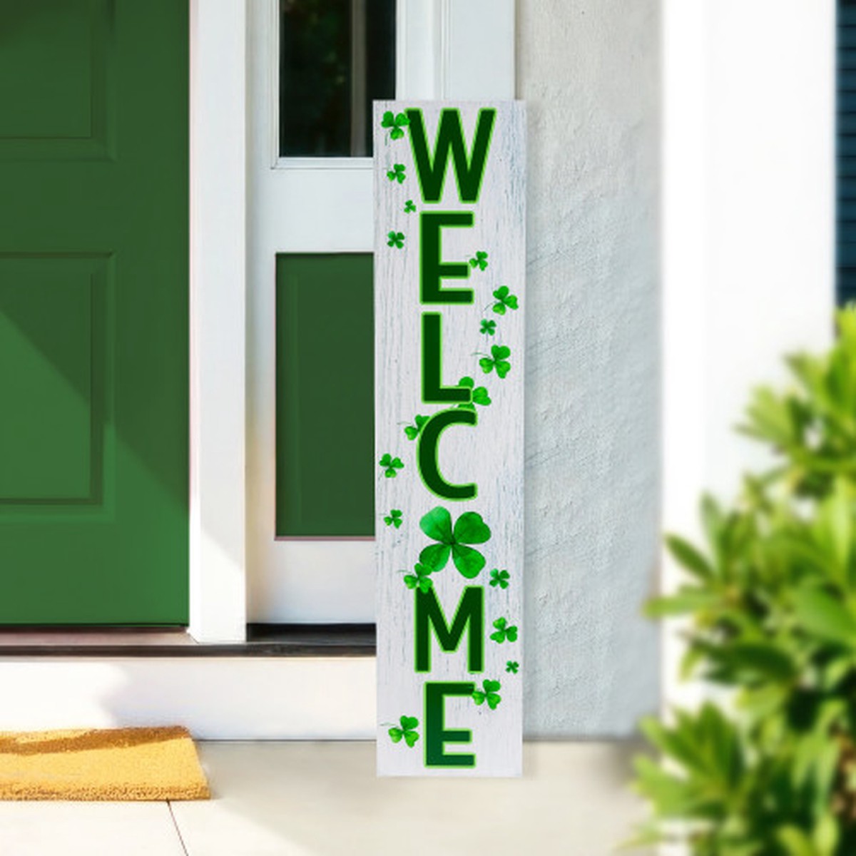 35.75″ Welcome St. Patrick’s Day Porch Board Sign Decoration with Shamrocks