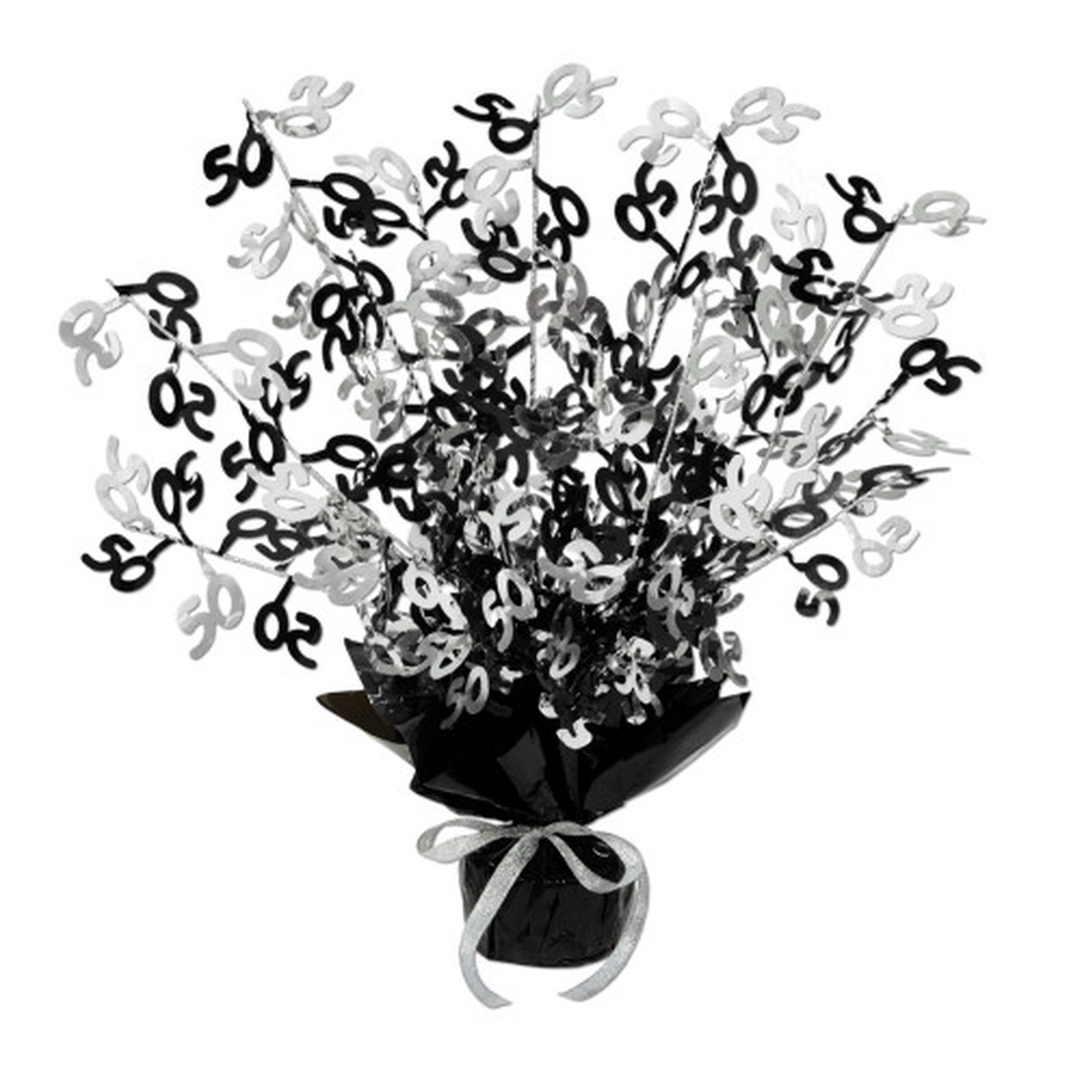 “50” Birthday Party Centerpieces – 15″ – Black and White – Pack of 12