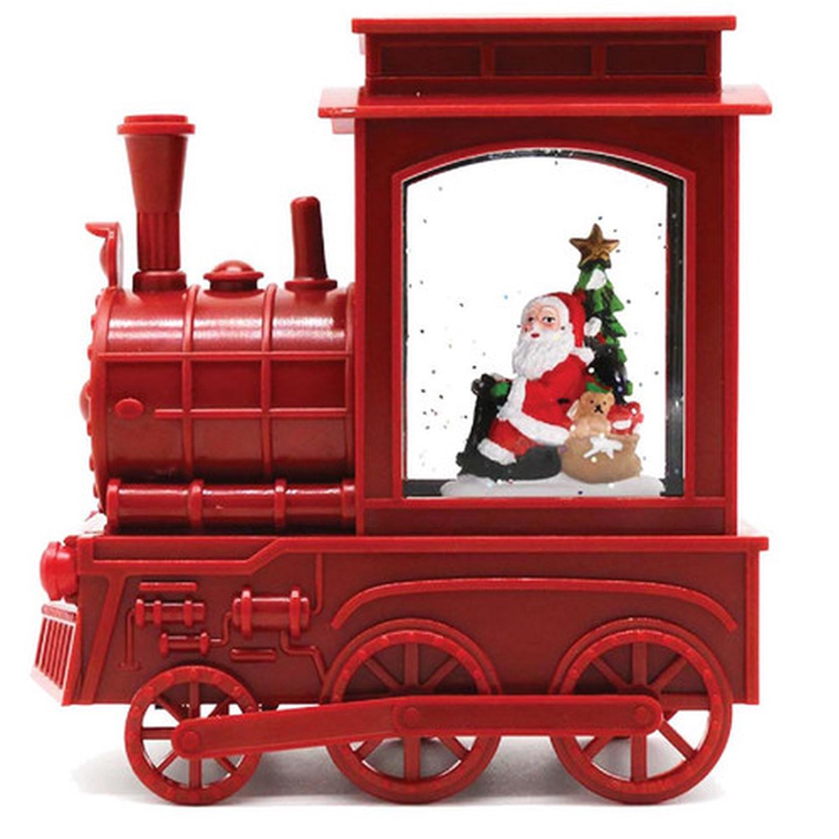 7″ Pre-Lit Santa in Train Christmas Glitter Snow Globe