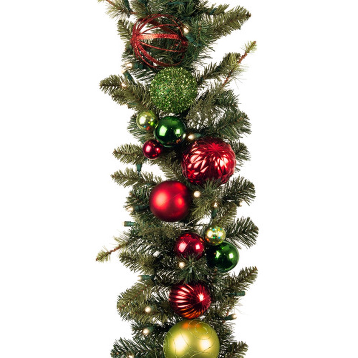 9′ Battery Operated Green Festive Holiday LED Artificial Christmas Garland – Warm Clear Lights