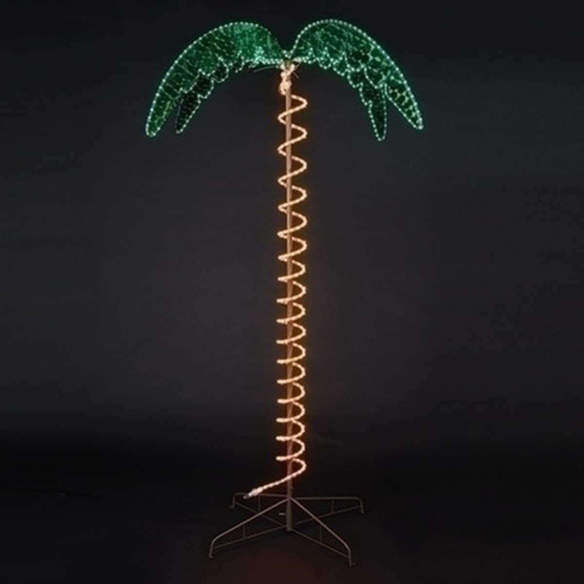 Outdoor Lighted Palm Tree with Holographic Rope Light – 84″ – Green