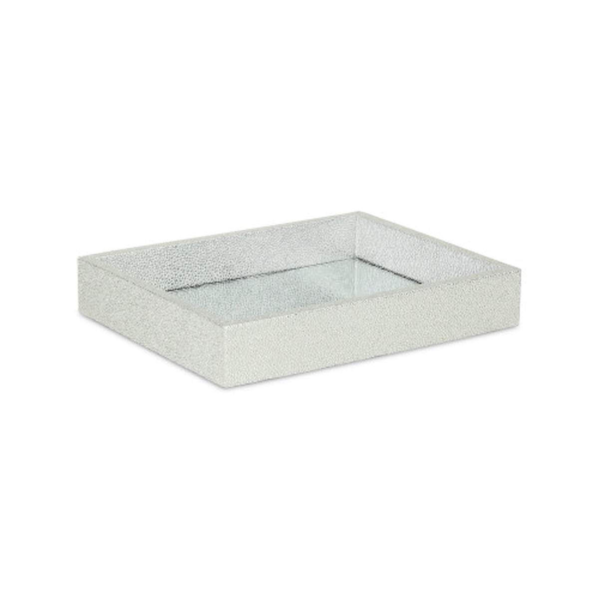 10.25″ Silver Rectangular Shagreen Tray with Mirrored Interior