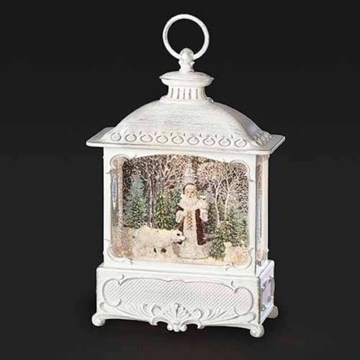 10.5″ LED Lighted Santa with Bear Christmas Snow Globe Lantern