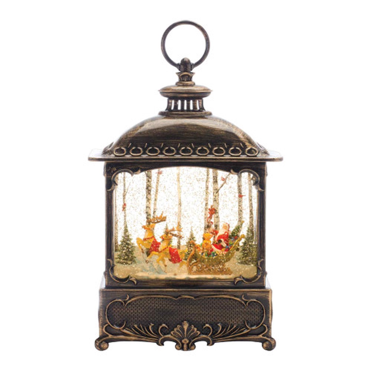 12.25″ LED Lighted Santa Sleigh Christmas Lantern Snow Globe