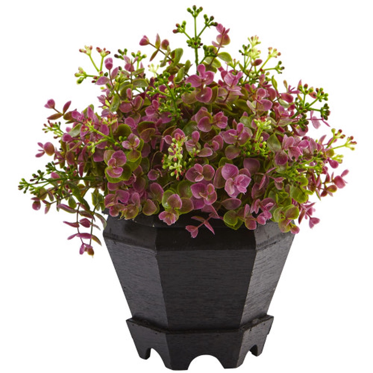 13″ Artificial Sedum and Eucalyptus Plant with Planter
