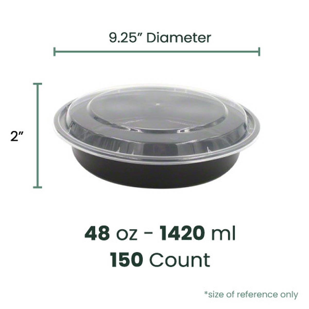 150-Count 48 oz. Black Microwavable Plastic Take Out Container with Clear Lid