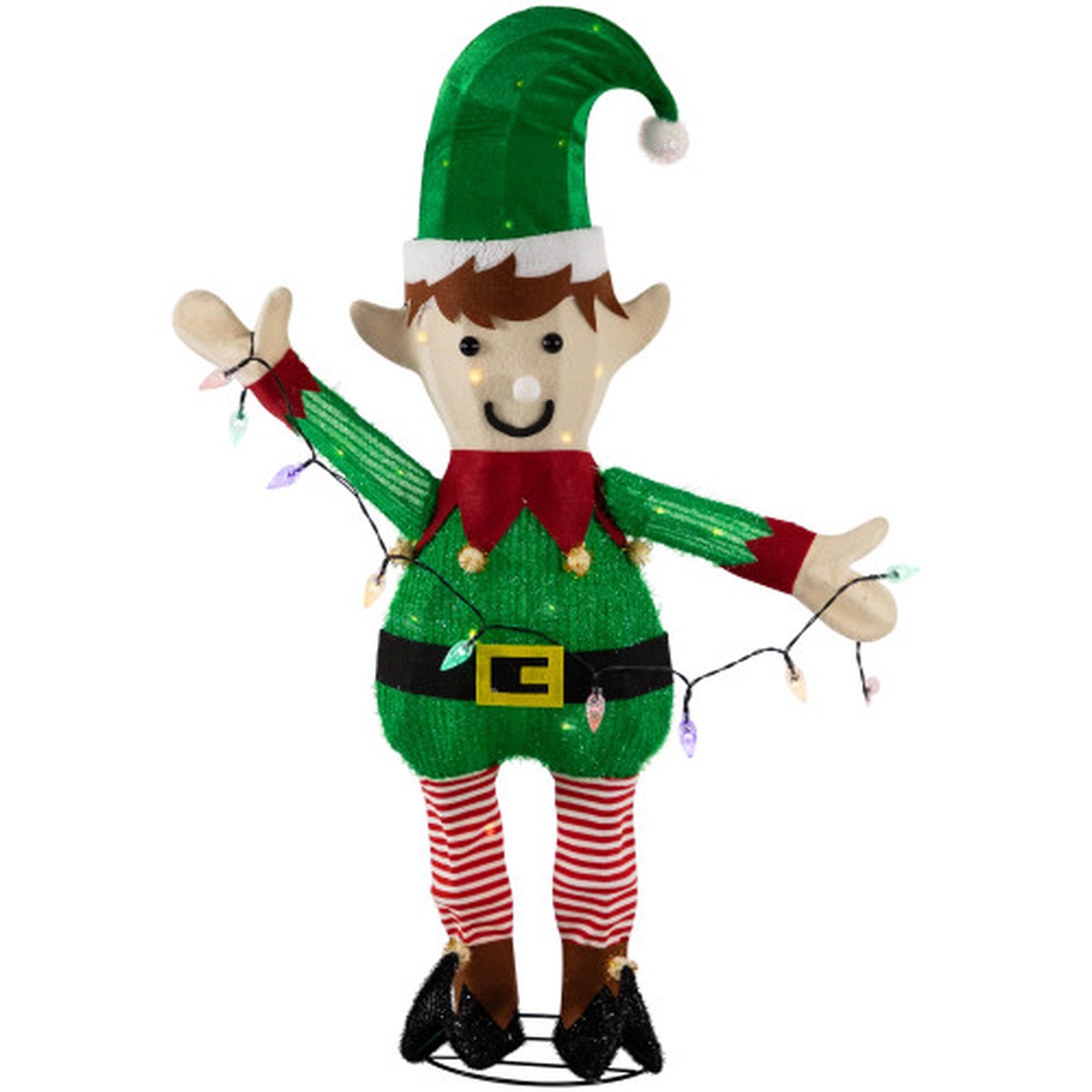 34.25″ LED Lighted Elf Holding Christmas Lights Outdoor Yard Decoration