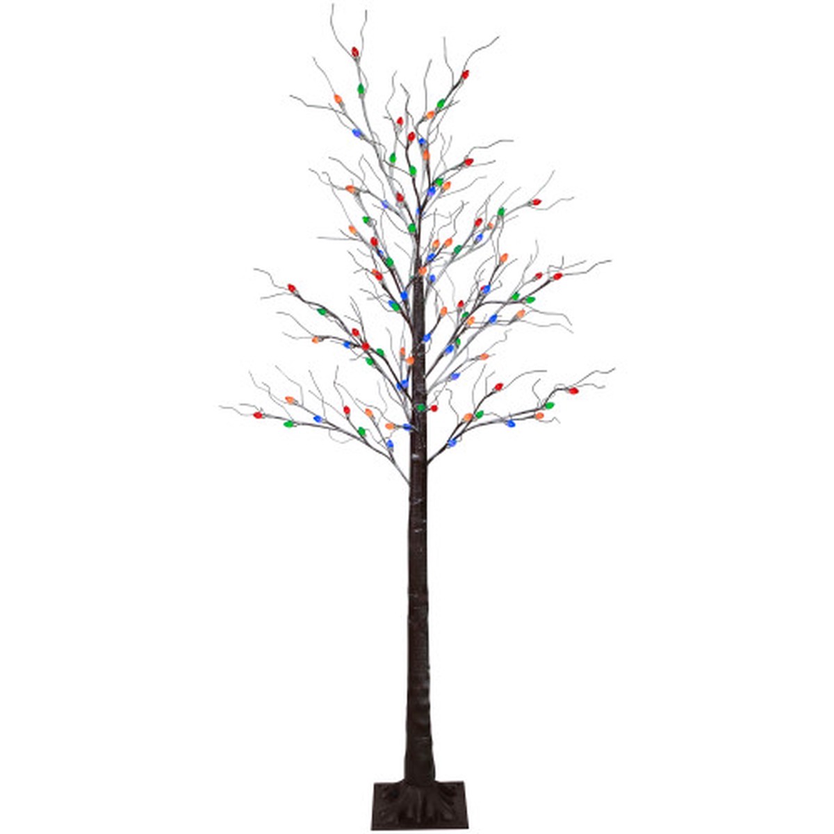 6′ Brown LED Lighted Frosted Christmas Twig Tree – Multi-Color lights
