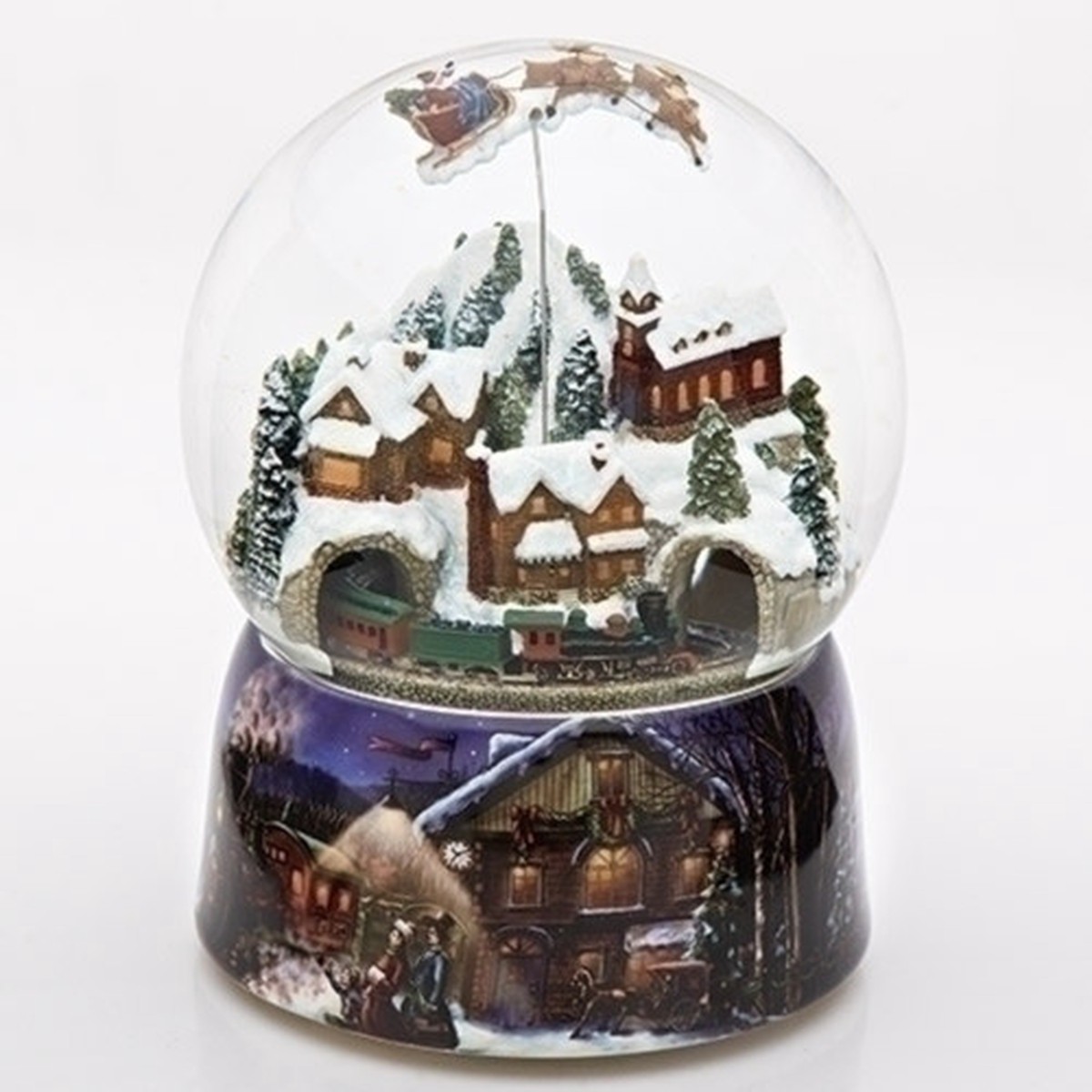 8″ Santa with Train Christmas Musical Snow Globe