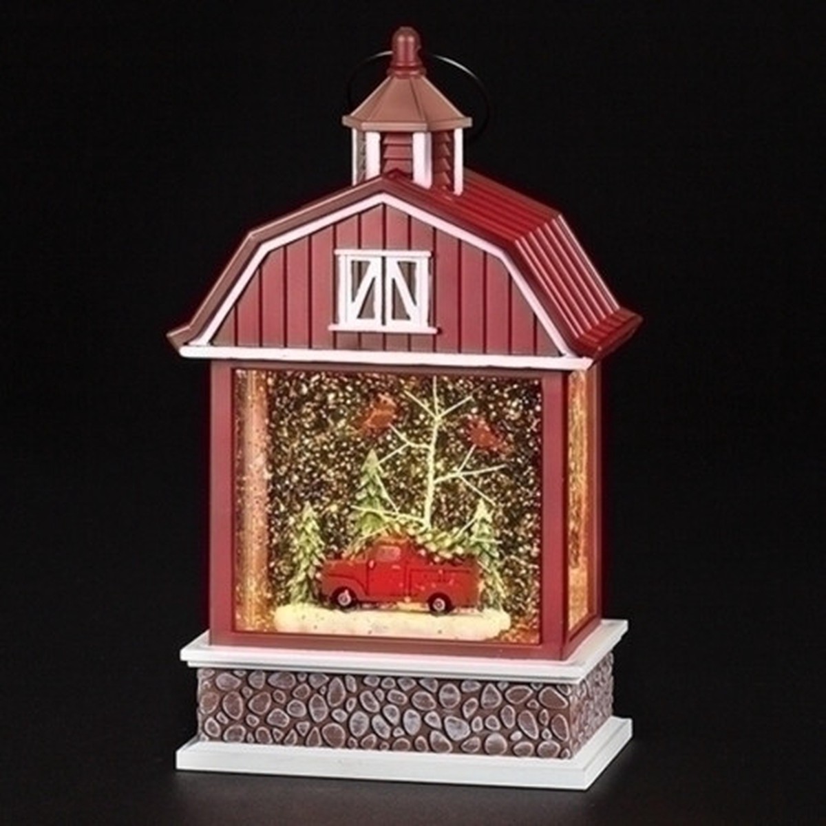 9.25″ LED Lighted Barn with Truck Christmas Snow Globe