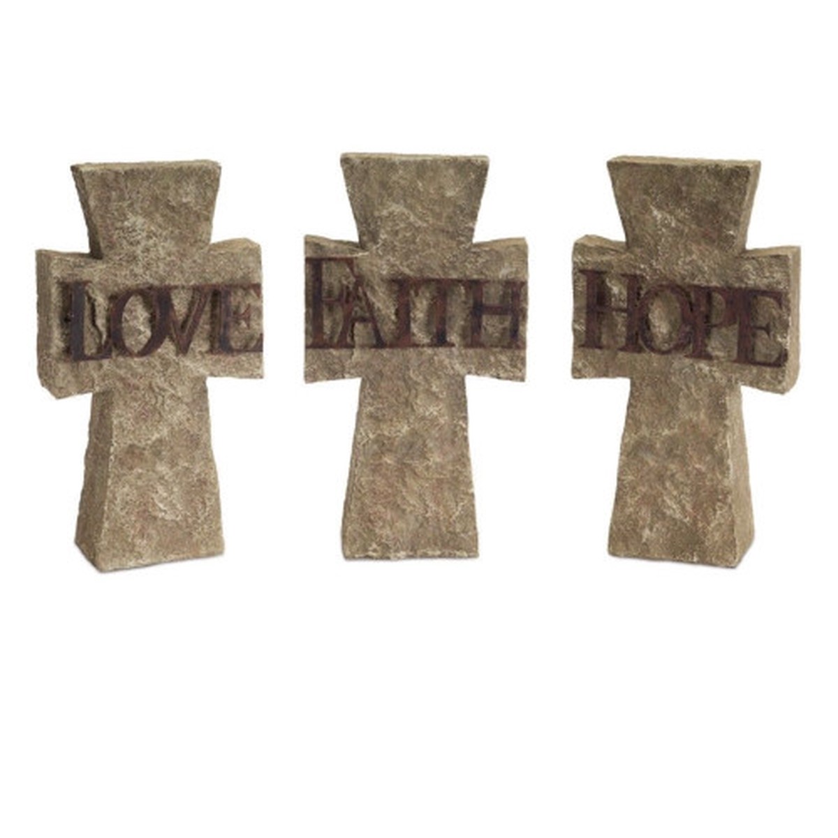 Assorted Crosses Christmas Decoration – 10.75″ – Gray and Brown – Set of 3
