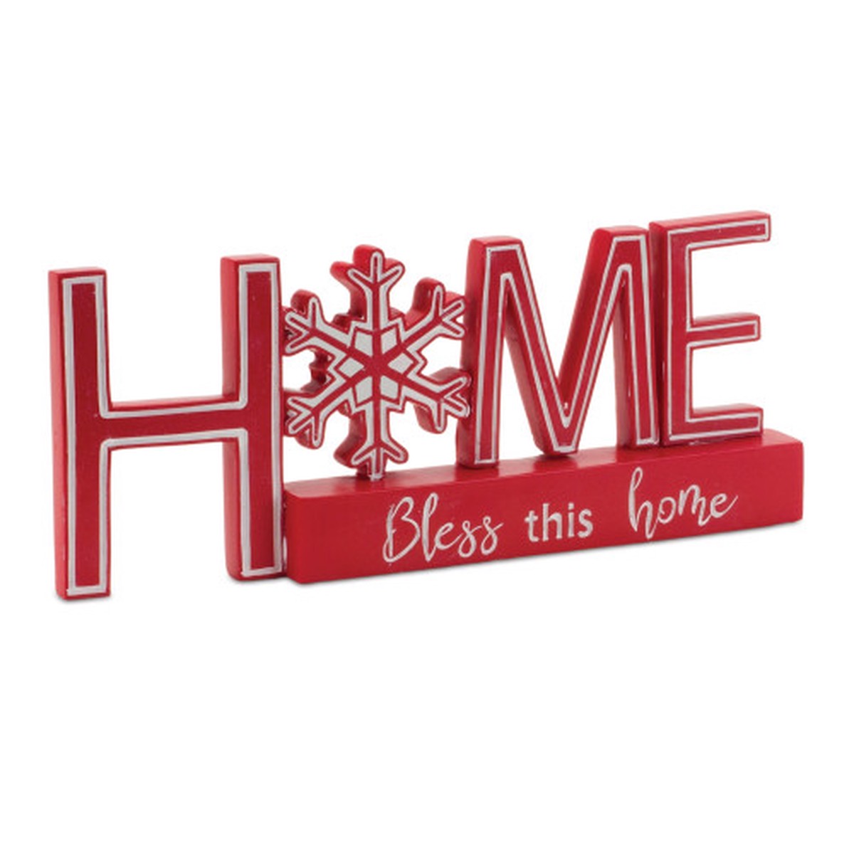 “Bless this Home” Christmas Tabletop Sign – 12.5″ – Red