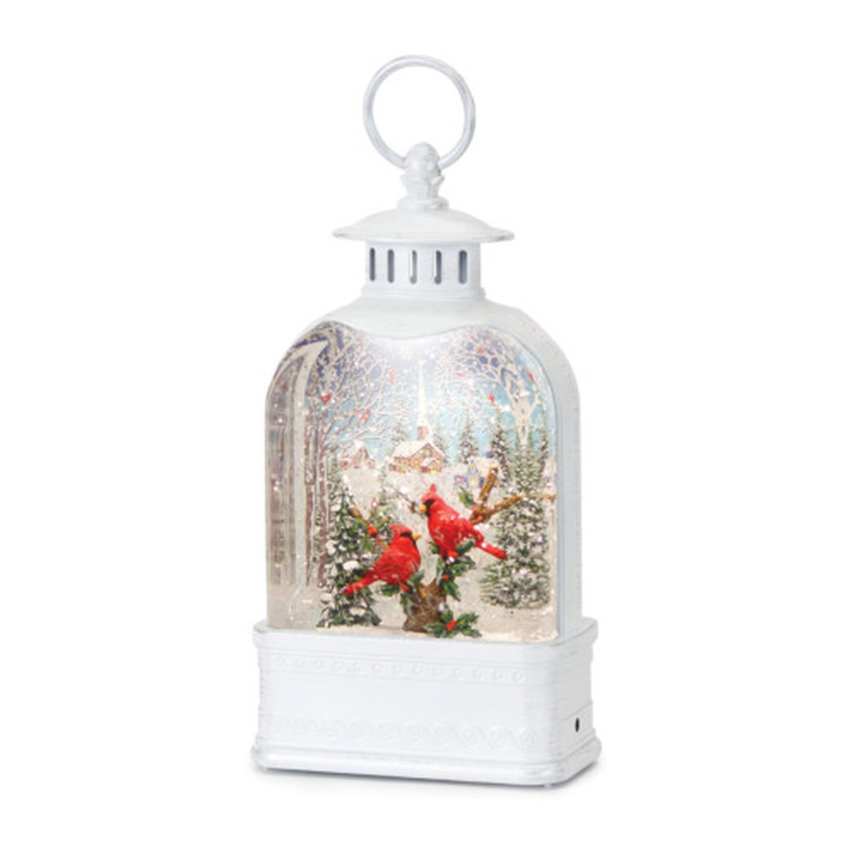 Pre-Lit Cardinals Snow Globe Christmas Lantern – 10.5″ – Multi-Color