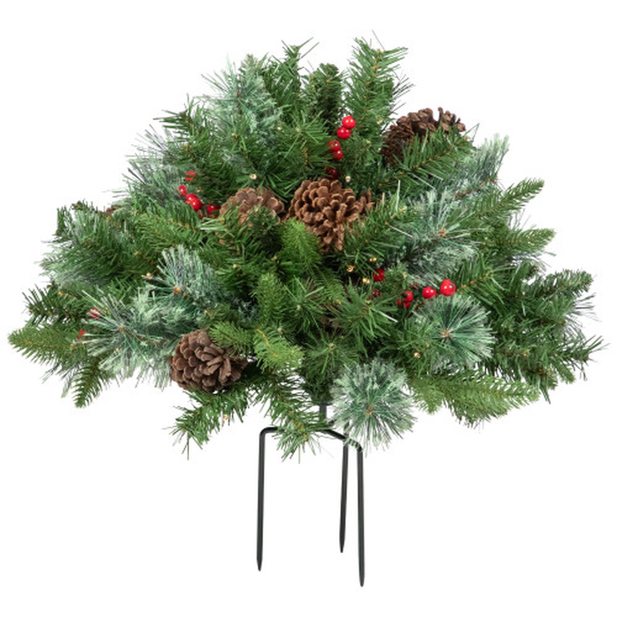 Pre-Lit LED Mixed Cashmere Urn Filler Christmas Garden Stake – 20″