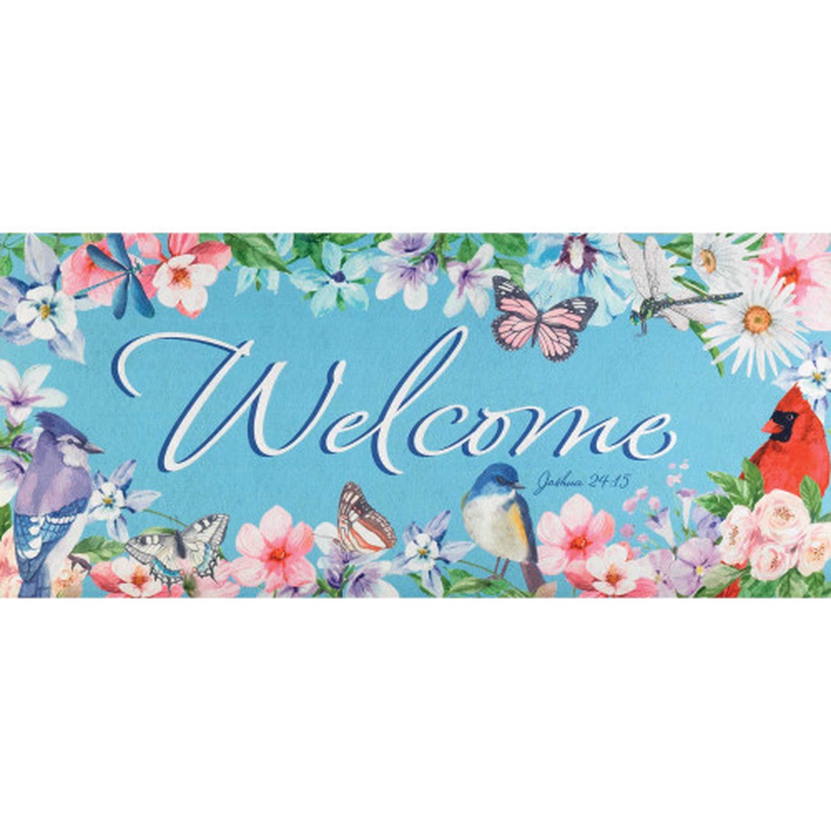Welcome Floral Patio Outdoor Doormat Insert – 10″ x 22″
