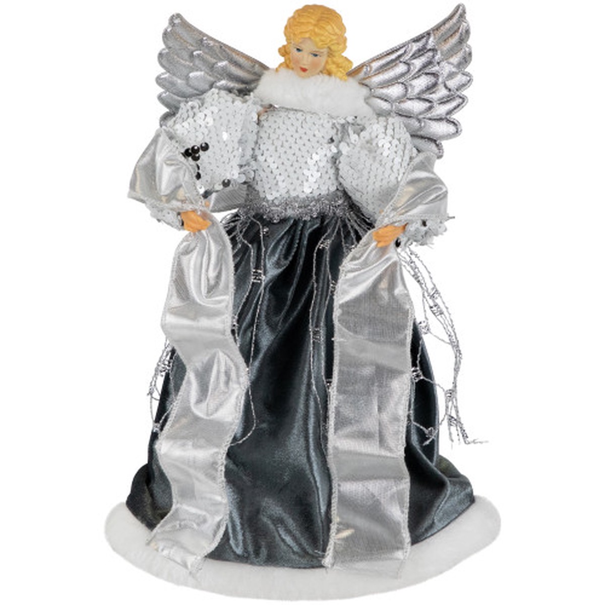 12″ Sequined Angel with Soft Wings Christmas Tree Topper – Unlit