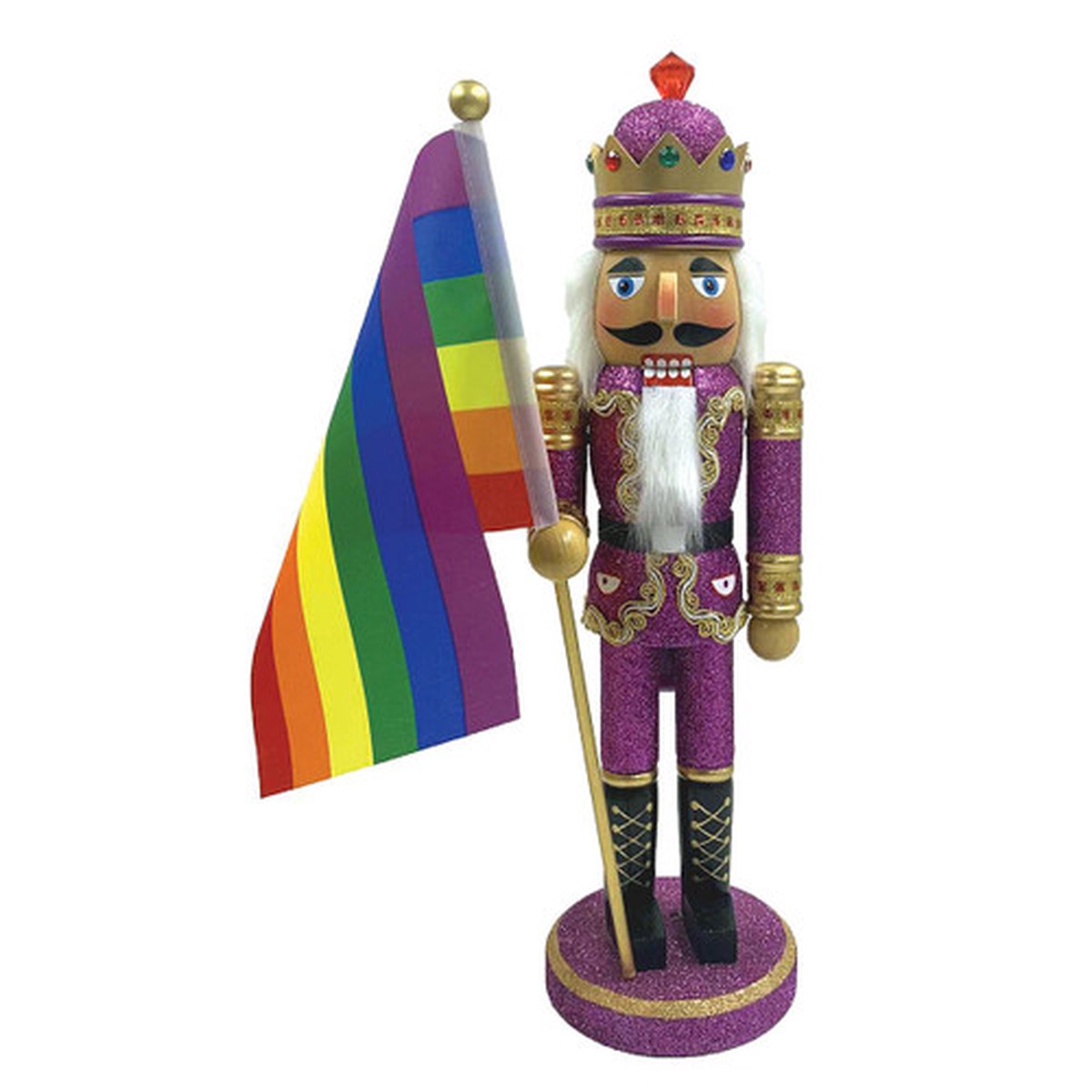 14″ Purple and Gold Glittered Pride Christmas Nutcracker