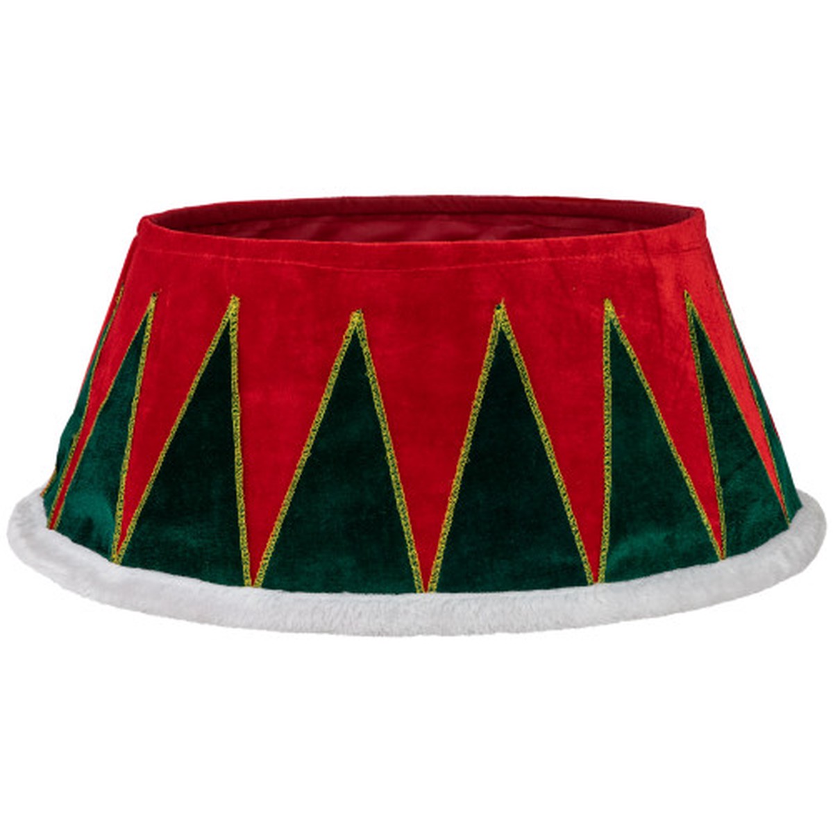 25″ Red and Green Drum with White Trim Christmas Tree Collar