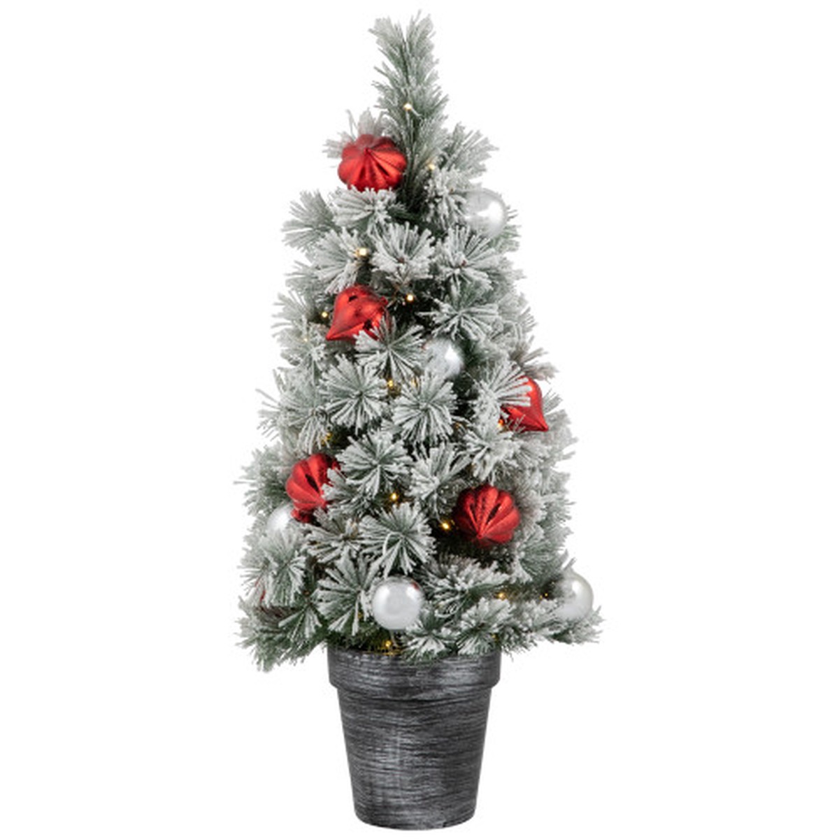 3′ Pre-Lit Potted Snowy Bristle Pine Artificial Christmas Tree, Warm White LED Lights