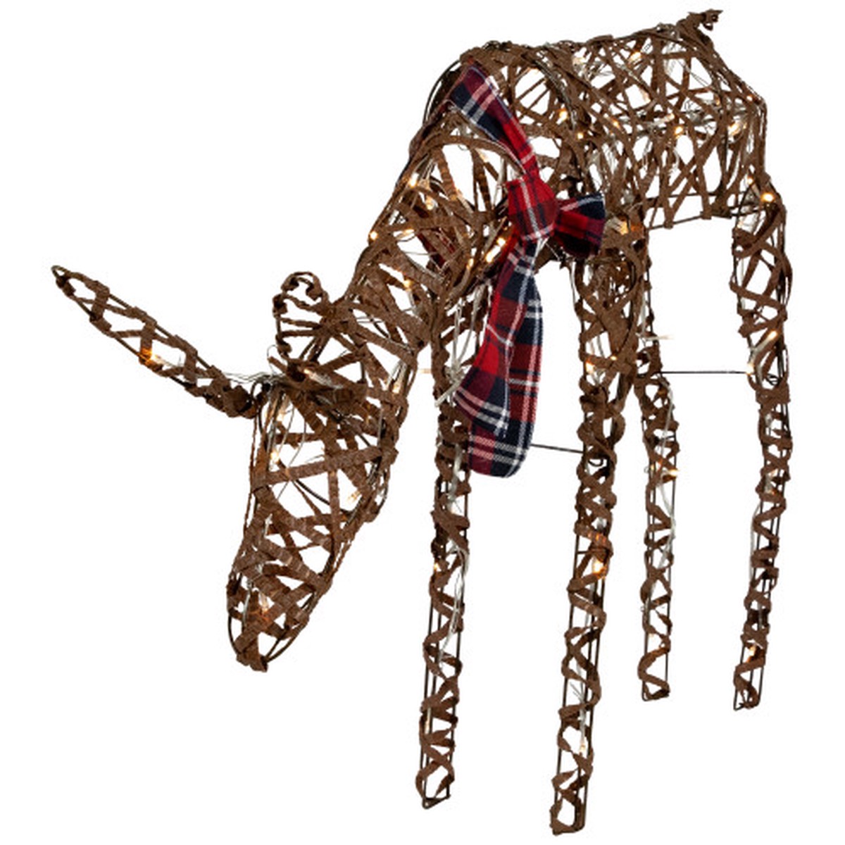 35″ LED Lighted Feeding Rattan Reindeer Outdoor Christmas Decoration