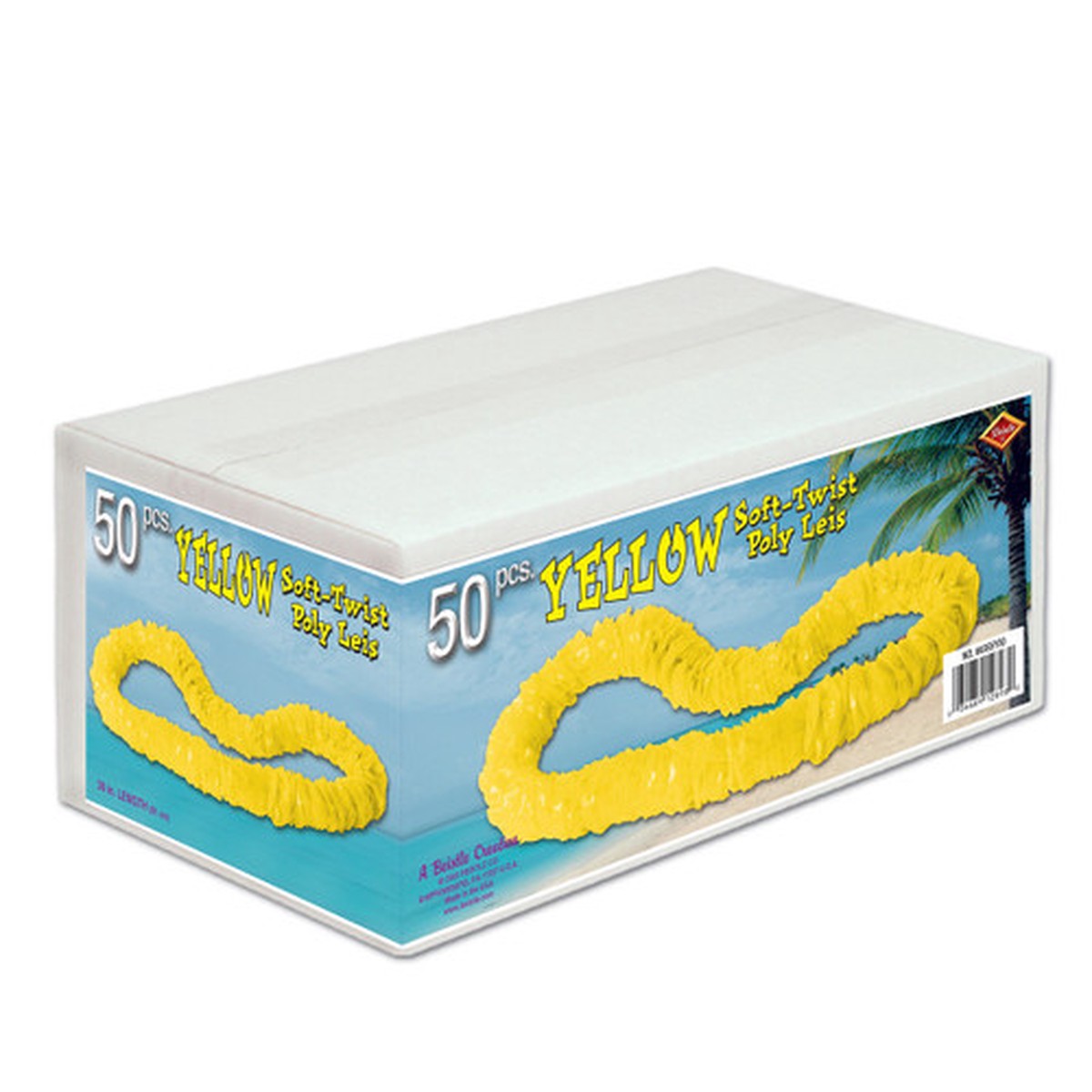 Tropical Soft-Twist Hawaiian Lei Necklace Party Set – 36″ – Yellow – Pack of 50
