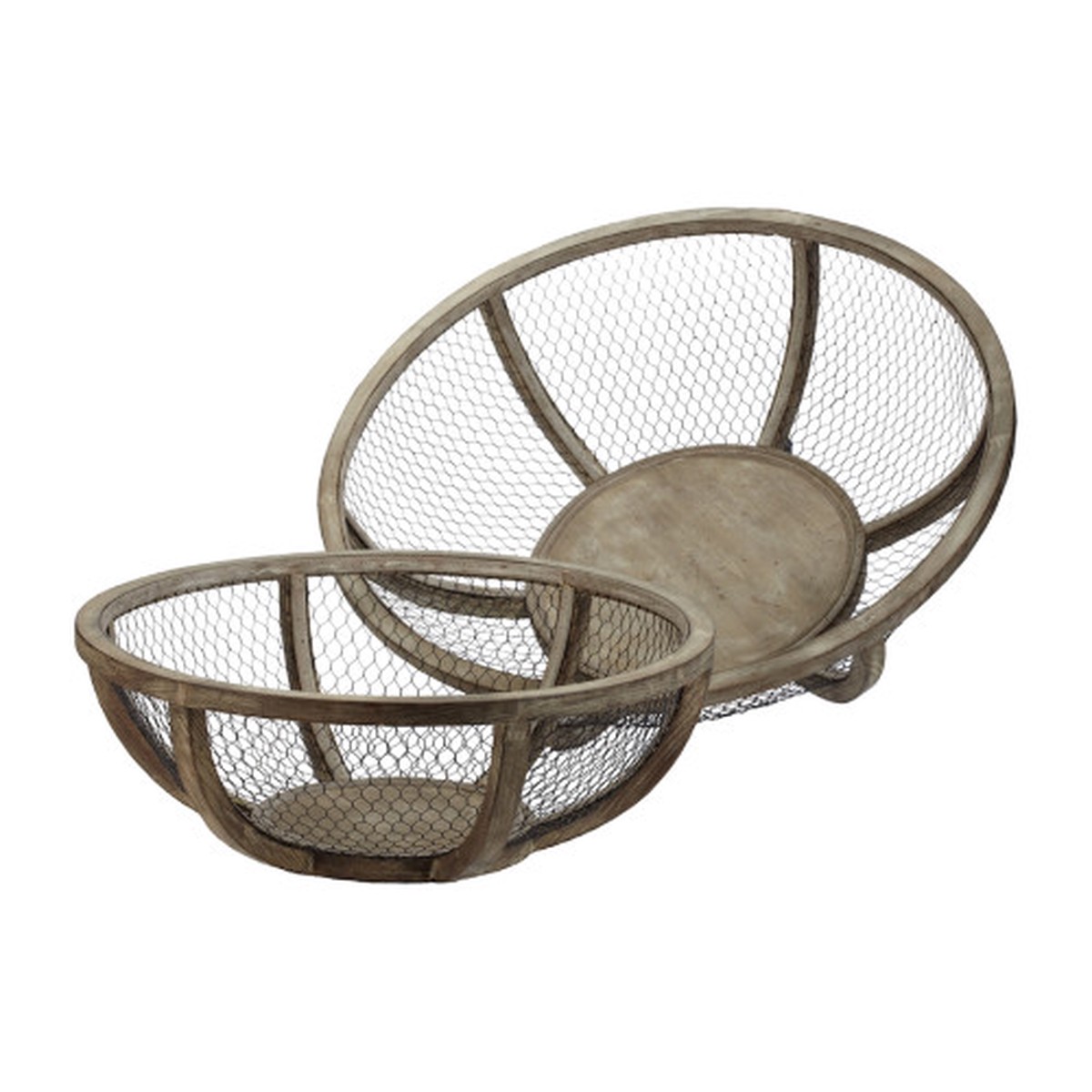 Wired Mesh Sphere Decorative Bowls – 9″ – Brown – Set of 2
