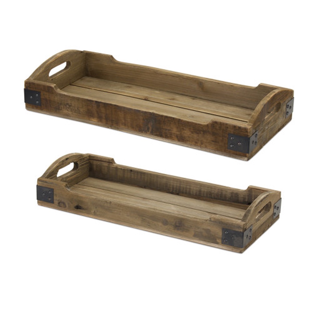 Wooden Rectangular Trays – 23.5″ – Brown – Set of 2