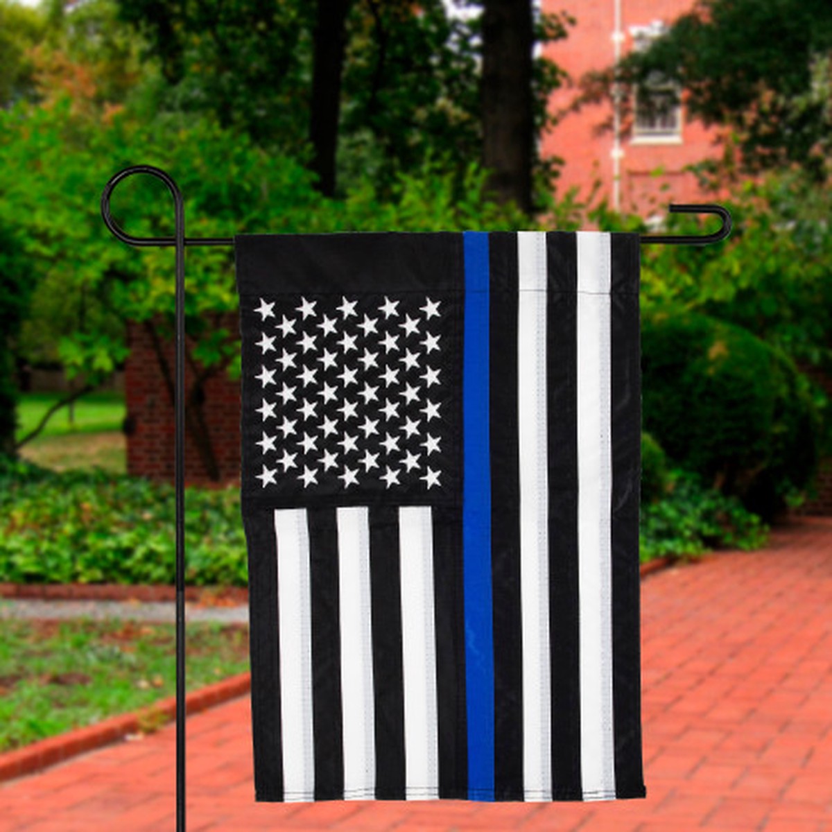 18″ x 12.5″ Embroidered Blue Line Law Enforcement Outdoor Patriotic Garden Flag